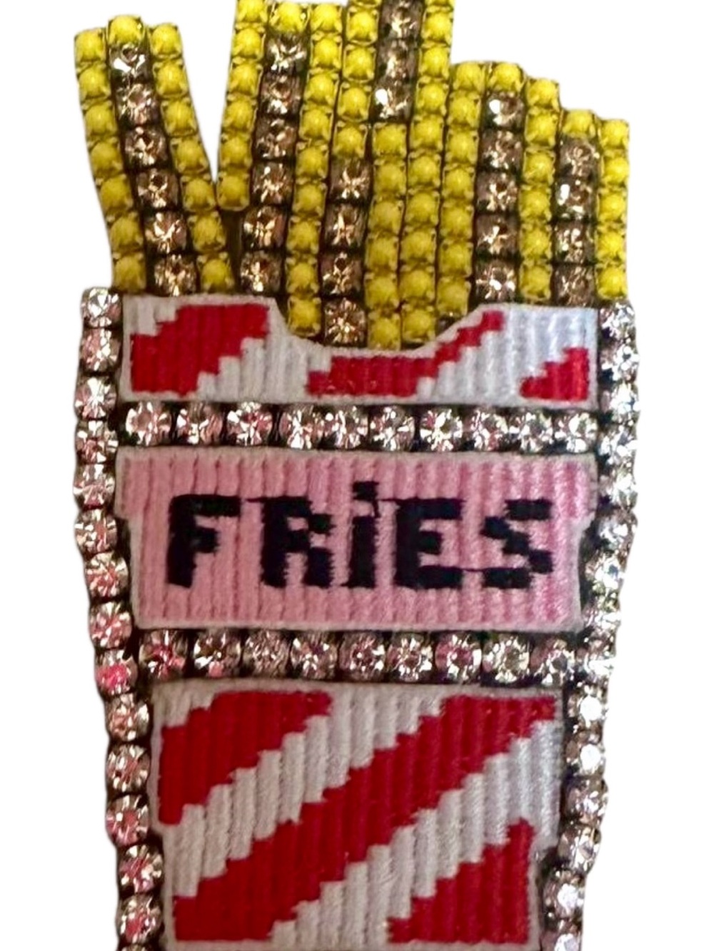 Embellished Fries Patch Pin - Yellow, Pink, Red